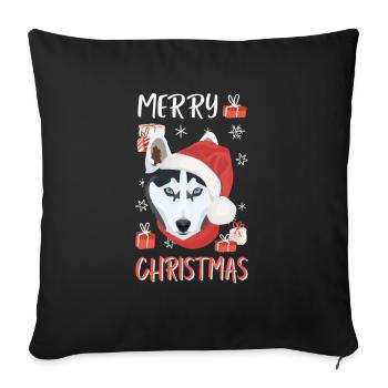 Husky Merry Christmas - Sofa pillowcase 17,3'' x 17,3'' (45 x 45 cm) - black - Front