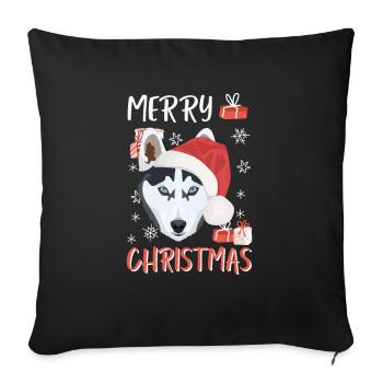Husky Merry Christmas - Sofa pillowcase 17,3'' x 17,3'' (45 x 45 cm) - black - Front