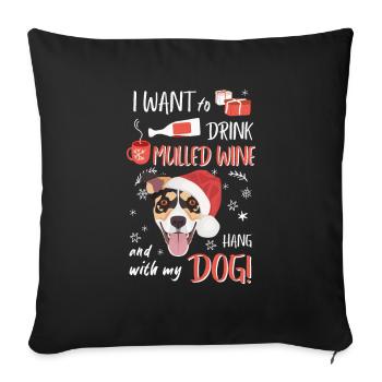 Jack Russell Terrier Vin chaud Noël - Housse de coussin décorative 45 x 45 cm - noir - Devant