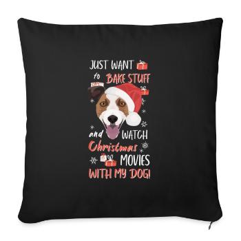 Jack Russell Terrier Merry Christmas - Sofa pillowcase 17,3'' x 17,3'' (45 x 45 cm) - black - Front
