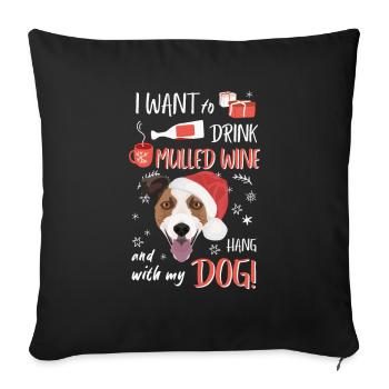 Jack Russell Terrier vin chaud Noël - Housse de coussin décorative 45 x 45 cm - noir - Devant