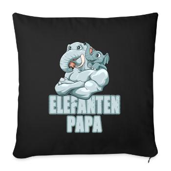 Starker Elefant mit Elefanten Kind - Sofakissenbezug 45 x 45 cm - Schwarz - Vorne