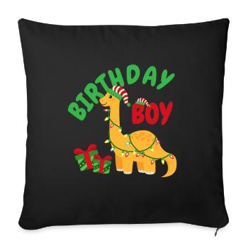 Noël Décembre Dinosaure Anniversaire - Housse de coussin décorative 45 x 45 cm - noir - Devant