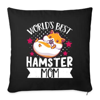 Hamster Mom Mother's Day World's Best Hamster Mom Kaw - Sofa pillowcase 17,3'' x 17,3'' (45 x 45 cm) - black - Front