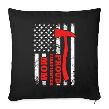 Proud Firewoman Mama USA Flag Mother Firew - Sofa pillowcase 17,3'' x 17,3'' (45 x 45 cm) - black - Front