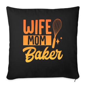 Baker Mama Mother Baking Wife Mama Baker Mutt - Sofa pillowcase 17,3'' x 17,3'' (45 x 45 cm) - black - Front