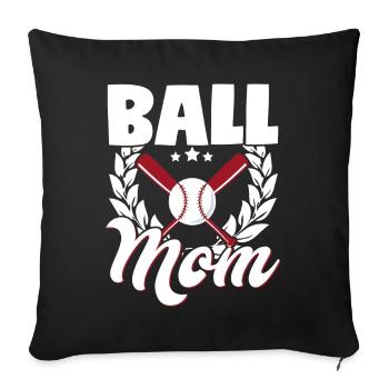 Ball Mom Baseball Softball Mutter Muttertag - Sofakissenbezug 45 x 45 cm - Schwarz - Vorne