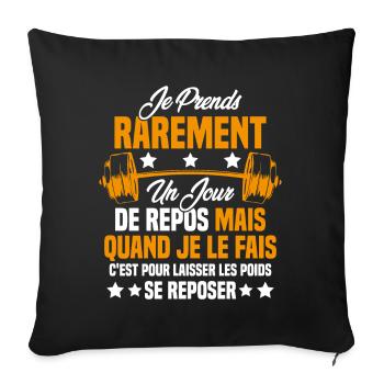 Je prends rarement un jour de repos Gym Muscu - Housse de coussin décorative 45 x 45 cm - noir - Devant
