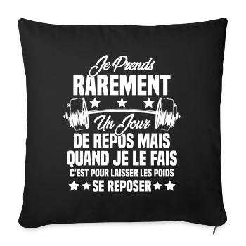 Je prends rarement un jour de repos Gym Muscu - Housse de coussin décorative 45 x 45 cm - noir - Devant