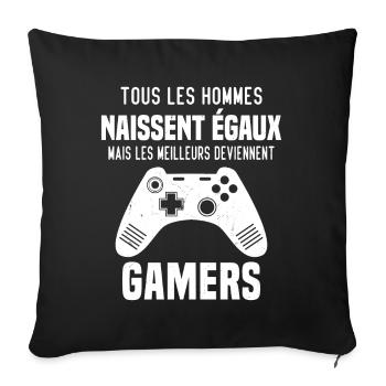 Meilleurs Hommes Sont Gamers Drôle Jeux Vidéo Geek - Housse de coussin décorative 45 x 45 cm - noir - Devant