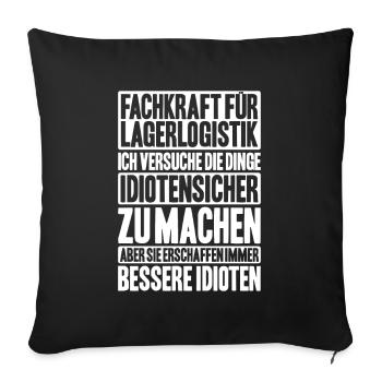 Fachkraft für Lagerlogistik Warehouse Worker Lager - Sofakissenbezug 45 x 45 cm - Schwarz - Vorne