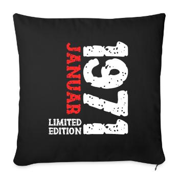 1971 janvier édition limitée déco tenue d’anniversaire - Housse de coussin décorative 45 x 45 cm - noir - Devant