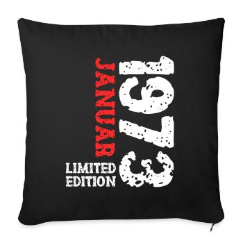 1973 janvier édition limitée déco tenue d’anniversaire - Housse de coussin décorative 45 x 45 cm - noir - Devant