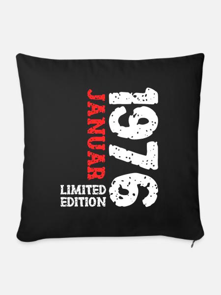 1976 Januar Limited Edition Deko Geburtstag Outfit - Sofakissenbezug 45 x 45 cm - Schwarz