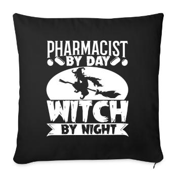 Pharmacien pharmacien le jour sorcière la nuit bonjour - Housse de coussin décorative 45 x 45 cm - noir - Devant