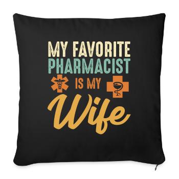 Pharmacien Femme Mari Couples Pharmacie - Housse de coussin décorative 45 x 45 cm - noir - Devant
