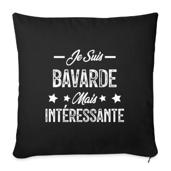 Bavarde mais intéressante - Housse de coussin décorative 45 x 45 cm - noir - Devant