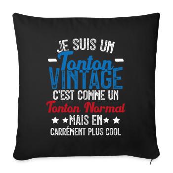 Tonton Vintage C'est Comme Tonton Normal Plus Cool - Housse de coussin décorative 45 x 45 cm - noir - Devant