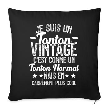 Tonton Vintage C'est Comme Tonton Normal Plus Cool - Housse de coussin décorative 45 x 45 cm - noir - Devant