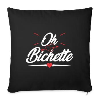 Oh bichette humour femme - Housse de coussin décorative 45 x 45 cm - noir - Devant