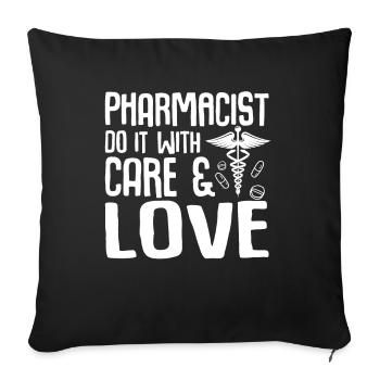 Pharmacy pharmacist with care and love Caduceu - Sofa pillowcase 17,3'' x 17,3'' (45 x 45 cm) - black - Front