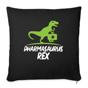 Pharmazeut Pharmasaurus Rex Apotheke Pharma T-Rex - Sofakissenbezug 45 x 45 cm - Schwarz - Vorne
