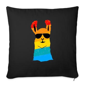 Lama Alpaga Coloré Lamaliebe Animal Lovers Cadeau - Housse de coussin décorative 45 x 45 cm - noir - Devant