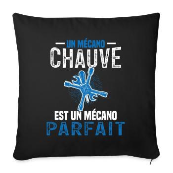 Un Mécano Chauve Est Parfait Humour Garage - Housse de coussin décorative 45 x 45 cm - noir - Devant