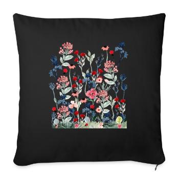 Fleurs sauvages Femmes Fleurs colorées - Housse de coussin décorative 45 x 45 cm - noir - Devant