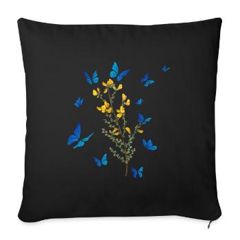 Blue Butterfly Wildflower Women Garden - Sofa pillowcase 17,3'' x 17,3'' (45 x 45 cm) - black - Front