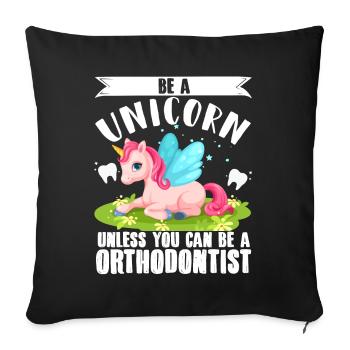 Orthodontist Unicorn Dentist Orthodontics - Sofa pillowcase 17,3'' x 17,3'' (45 x 45 cm) - black - Front