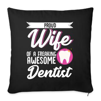 Dentiste Épouse Mari Hygiéniste dentaire Couple Val - Housse de coussin décorative 45 x 45 cm - noir - Devant