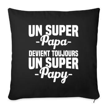 Super papa devient toujours un super papy Cadeau - Housse de coussin décorative 45 x 45 cm - noir - Devant