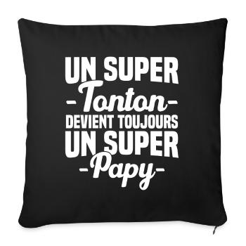 Un super tonton devient toujours un super papy - Housse de coussin décorative 45 x 45 cm - noir - Devant