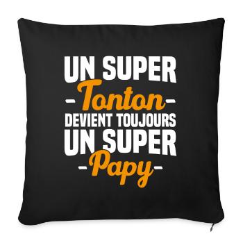 Un super tonton devient toujours un super papy - Housse de coussin décorative 45 x 45 cm - noir - Devant