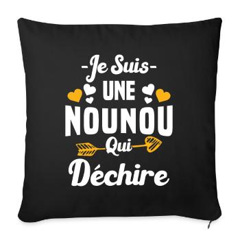 Je Suis Une Nounou Qui Déchire Humour Cadeau - Housse de coussin décorative 45 x 45 cm - noir - Devant