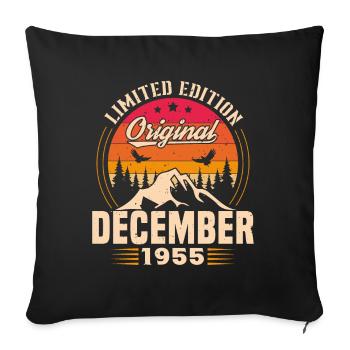 Birthday gift born in December 1955 - Sofa pillowcase 17,3'' x 17,3'' (45 x 45 cm) - black - Front