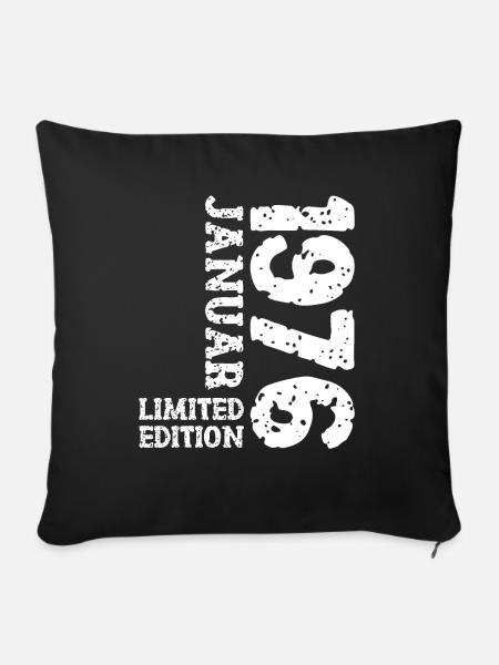 1976 Januar Limited Edition Deko Geburtstag Outfit - Sofakissenbezug 45 x 45 cm - Schwarz