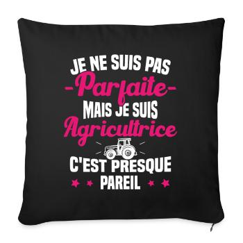 Pas parfaite mais je suis Agricultrice Femme Cool - Housse de coussin décorative 45 x 45 cm - noir - Devant