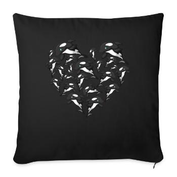 Herz Wal Orca Schwertwal - Sofakissenbezug 45 x 45 cm - Schwarz - Vorne