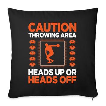 Caution Throwing AreaDiskus werfen - Sofakissenbezug 45 x 45 cm - Schwarz - Vorne
