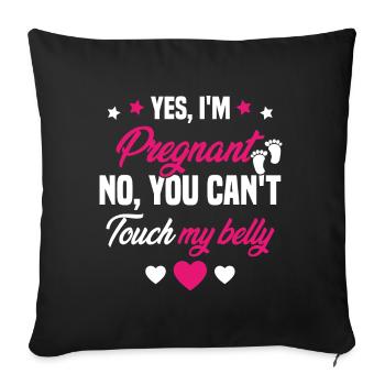 Je suis enceinte touchez pas mon ventre - Housse de coussin décorative 45 x 45 cm - noir - Devant