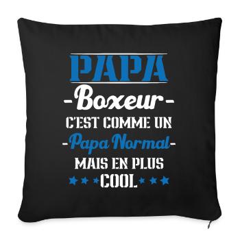 Papa Boxeur Humour Coach Cadeau - Housse de coussin décorative 45 x 45 cm - noir - Devant