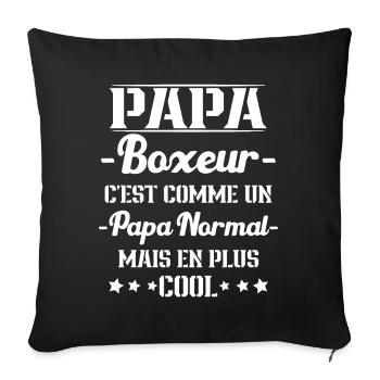 Papa Boxeur Humour Coach Cadeau - Housse de coussin décorative 45 x 45 cm - noir - Devant