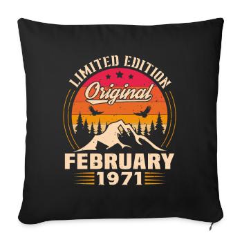 Birthday gift born in February 1971 - Sofa pillowcase 17,3'' x 17,3'' (45 x 45 cm) - black - Front