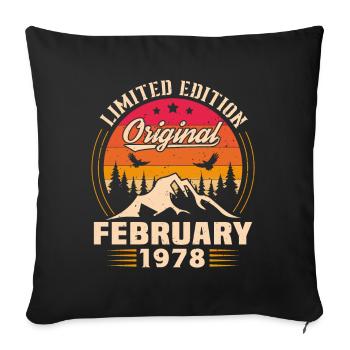 Cadeau D'anniversaire Nées En Février 1978 - Housse de coussin décorative 45 x 45 cm - noir - Devant