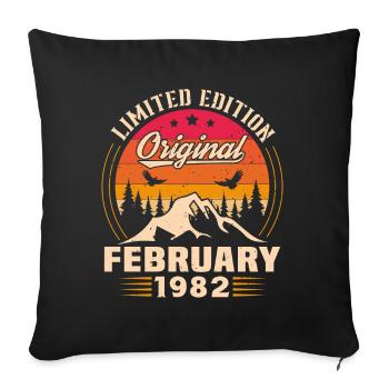 Cadeau D'anniversaire Nées En Février 1982 - Housse de coussin décorative 45 x 45 cm - noir - Devant