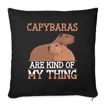 Capybara Lover Frauen Männer Tierliebe - Sofakissenbezug 45 x 45 cm - Schwarz - Vorne