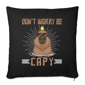 Happy Capybara Lover Rodent Animal - Sofa pillowcase 17,3'' x 17,3'' (45 x 45 cm) - black - Front