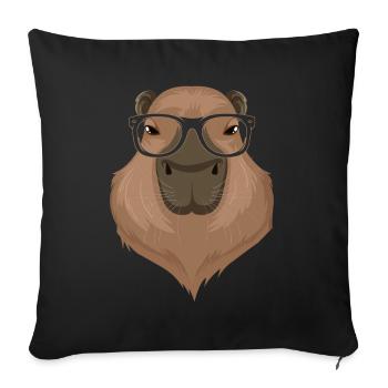 Capybara Mama Papa Nagetier Tier Nerd - Sofakissenbezug 45 x 45 cm - Schwarz - Vorne